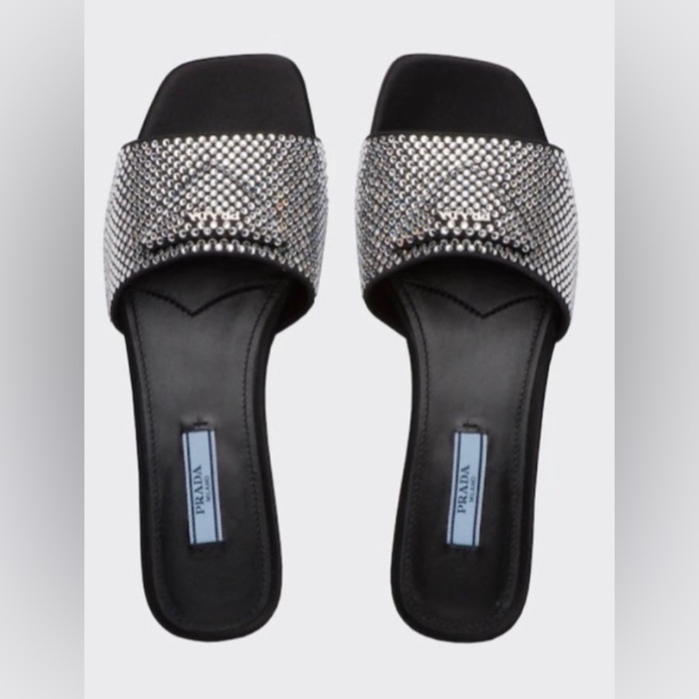 Prada Crystal Flats slides sandal